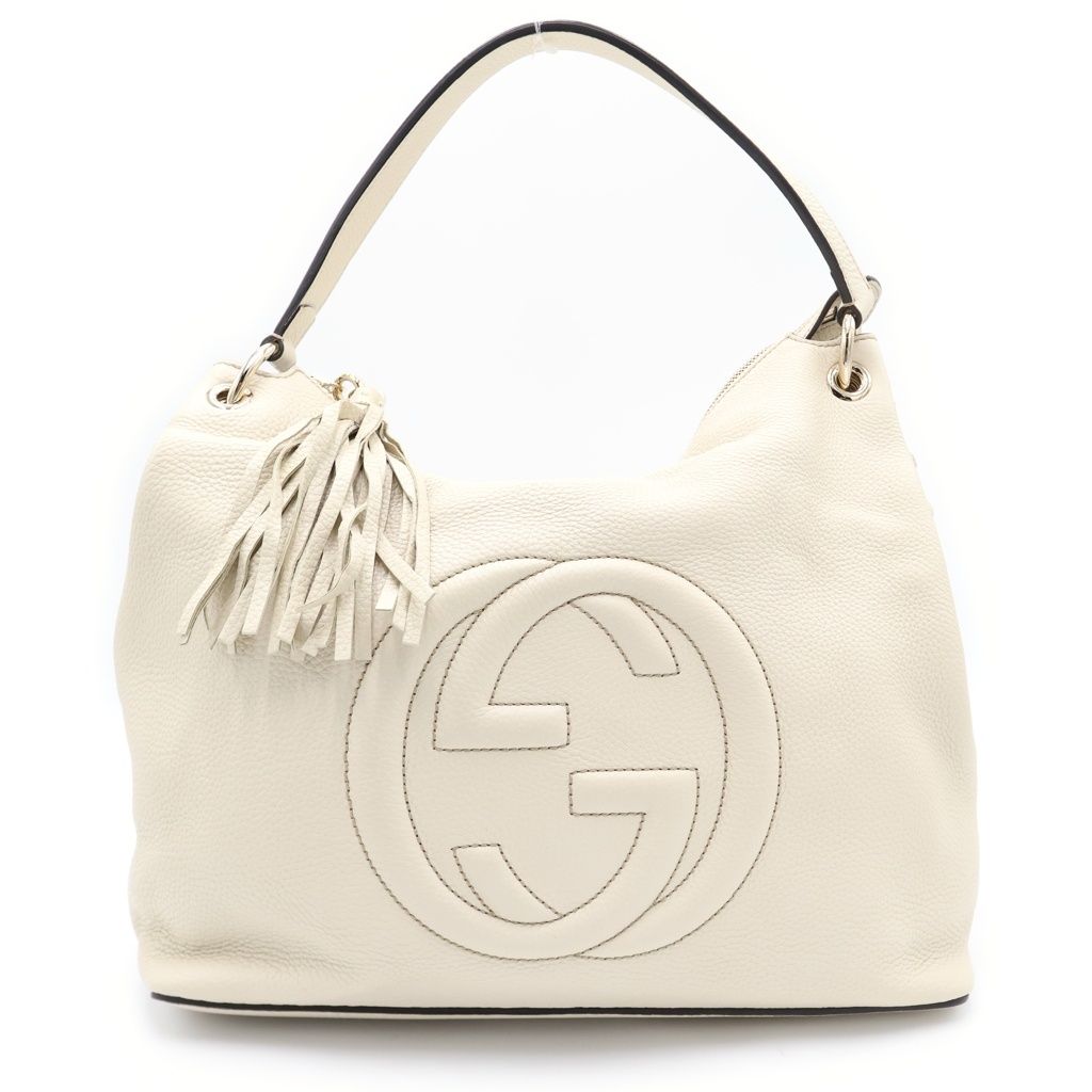 GUCCI (グッチ) ソーホー インタロッキング 2wayバッグ ハンドバッグ ショルダーバッグ アイボリー ホワイト レザー 408825 ゴールド金具