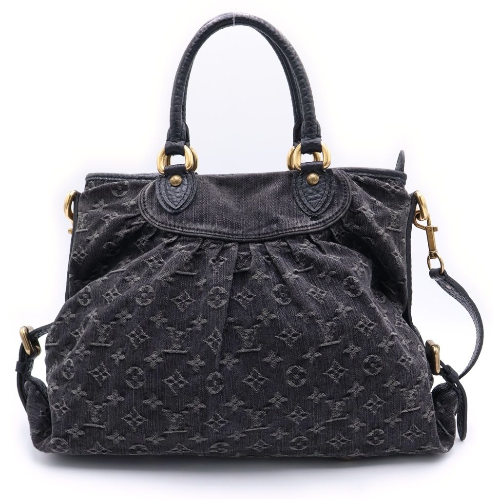 LOUIS VUITTON (ルイヴィトン) モノグラムデニム ネオカビィMM 2WAYバッグ ハンドバッグ ショルダーバッグ ブラック レザー×デニム M95351 ゴールド金具
