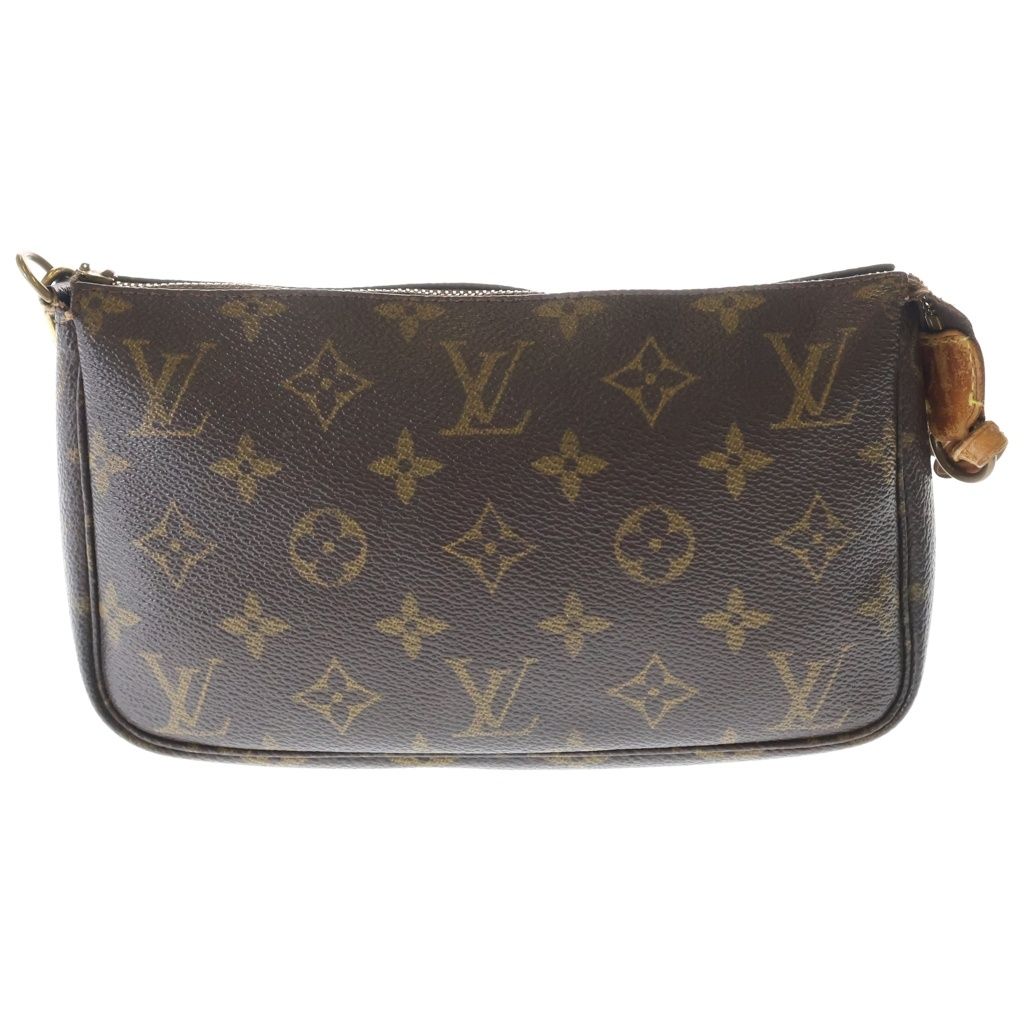 LOUIS VUITTON (ルイヴィトン) モノグラム ポシェットアクセソワール ハンドバッグ ミニバッグ ポーチ ケース ブラウン レザー×PVC M51980 ゴールド金具