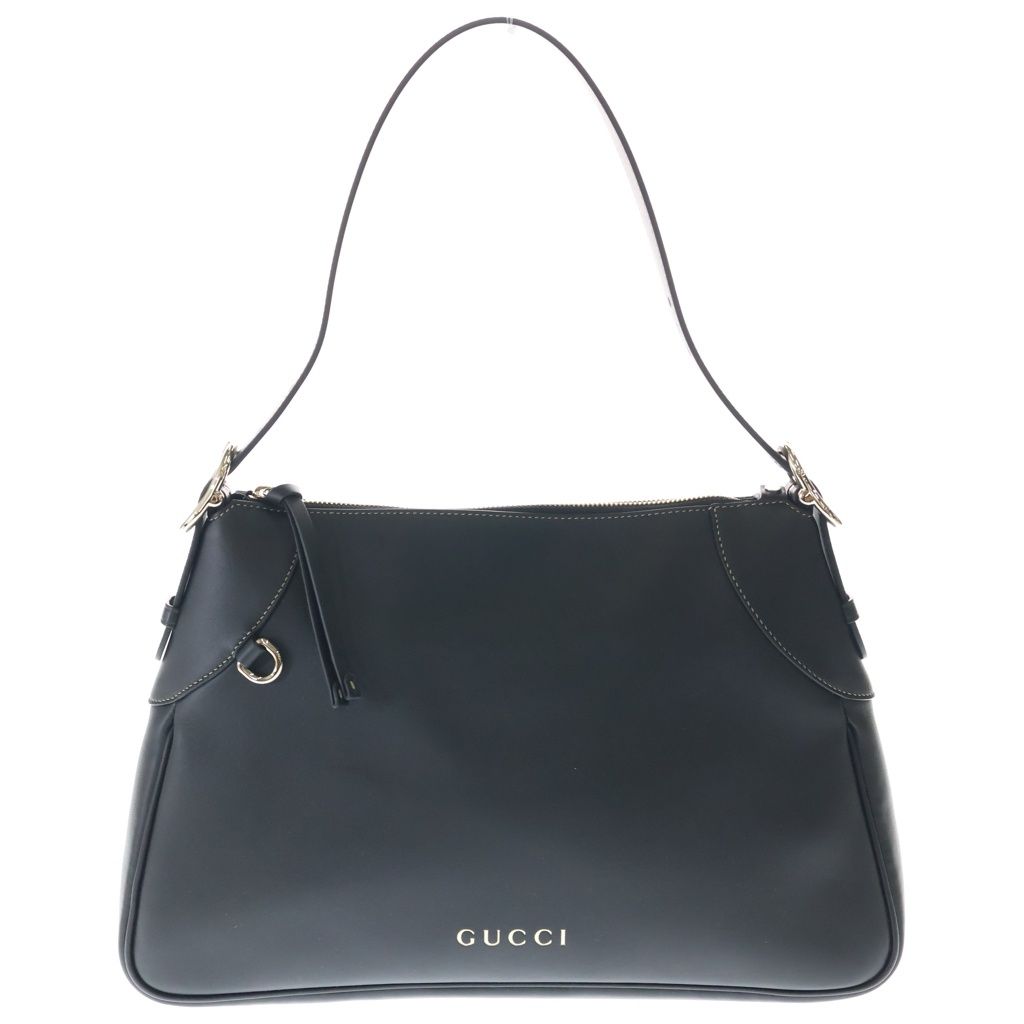 GUCCI (グッチ) ゴレザーラージショルダーバッグ ブラック レザー 815217 ゴールド金具