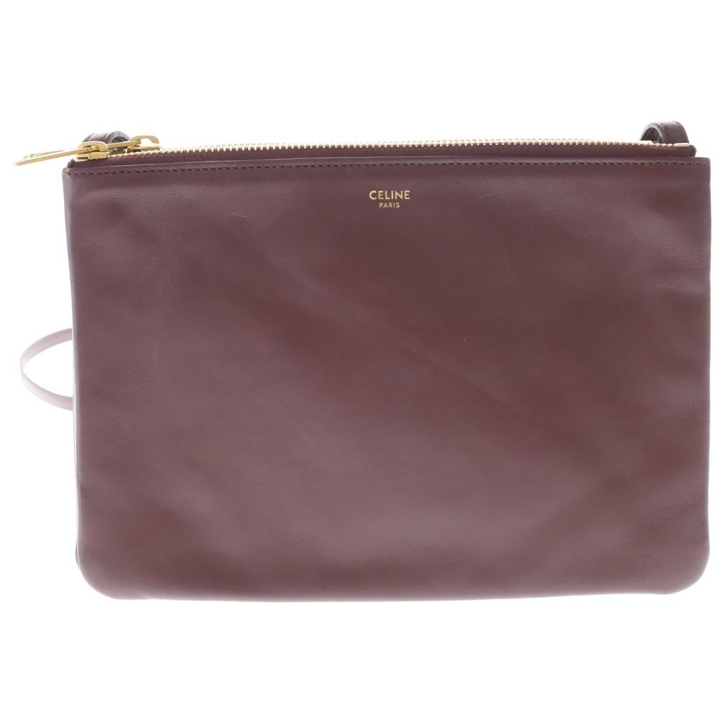 CELINE (セリーヌ) トリオ ラージ ショルダーバッグ ボルドー レザー CELINE (セリーヌ) トリオ ラージ ショルダーバッグ ボルドー レザー