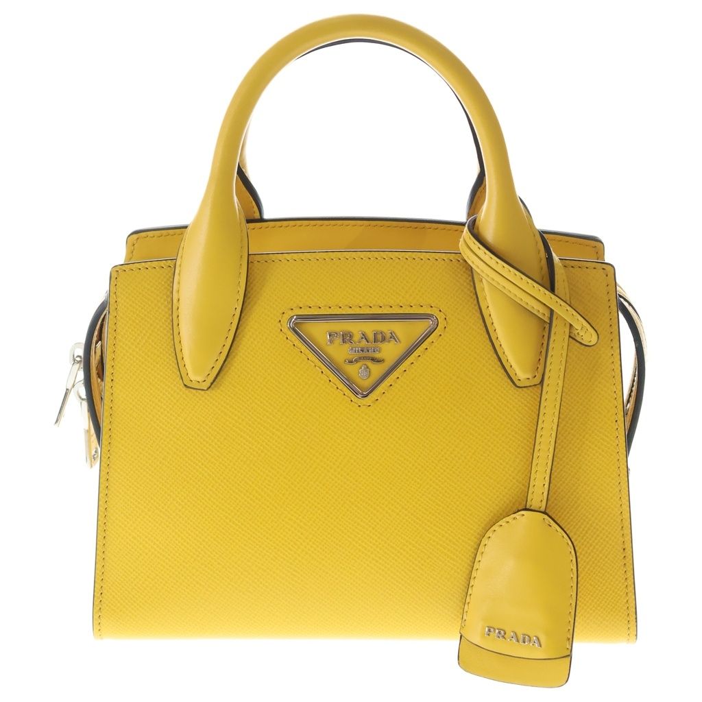 PRADA (プラダ) サフィアーノ 2WAYショルダーバッグ ハンドバッグ イエロー レザー 1BA269 シルバー金具