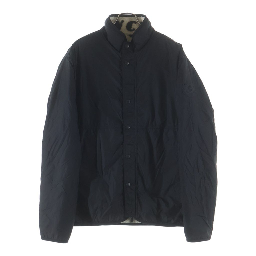 MONCLER (モンクレール) ラバーワッペンロゴ リバーシブル ナイロン ボアフリース ジップアップ ジャケット ブラック/ホワイト F20918G77000 899AJ