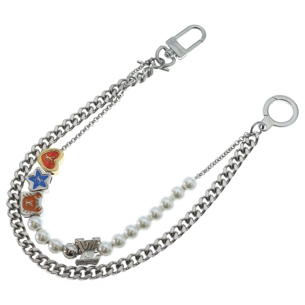 LOUIS VUITTON (ルイヴィトン) LV チェーンベルト パール バッグチャーム ウォレットチェーン シルバー M02814 M02960