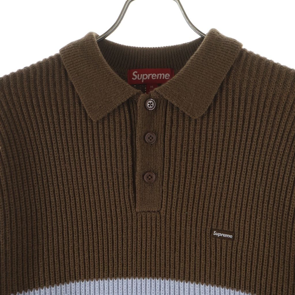 SUPREME シュプリーム 23AW Small Box Polo Sweater スモールボックスポロ セーター ブラウン SUPREME (シュプリーム) 23AW Small Box Polo Sweater スモール