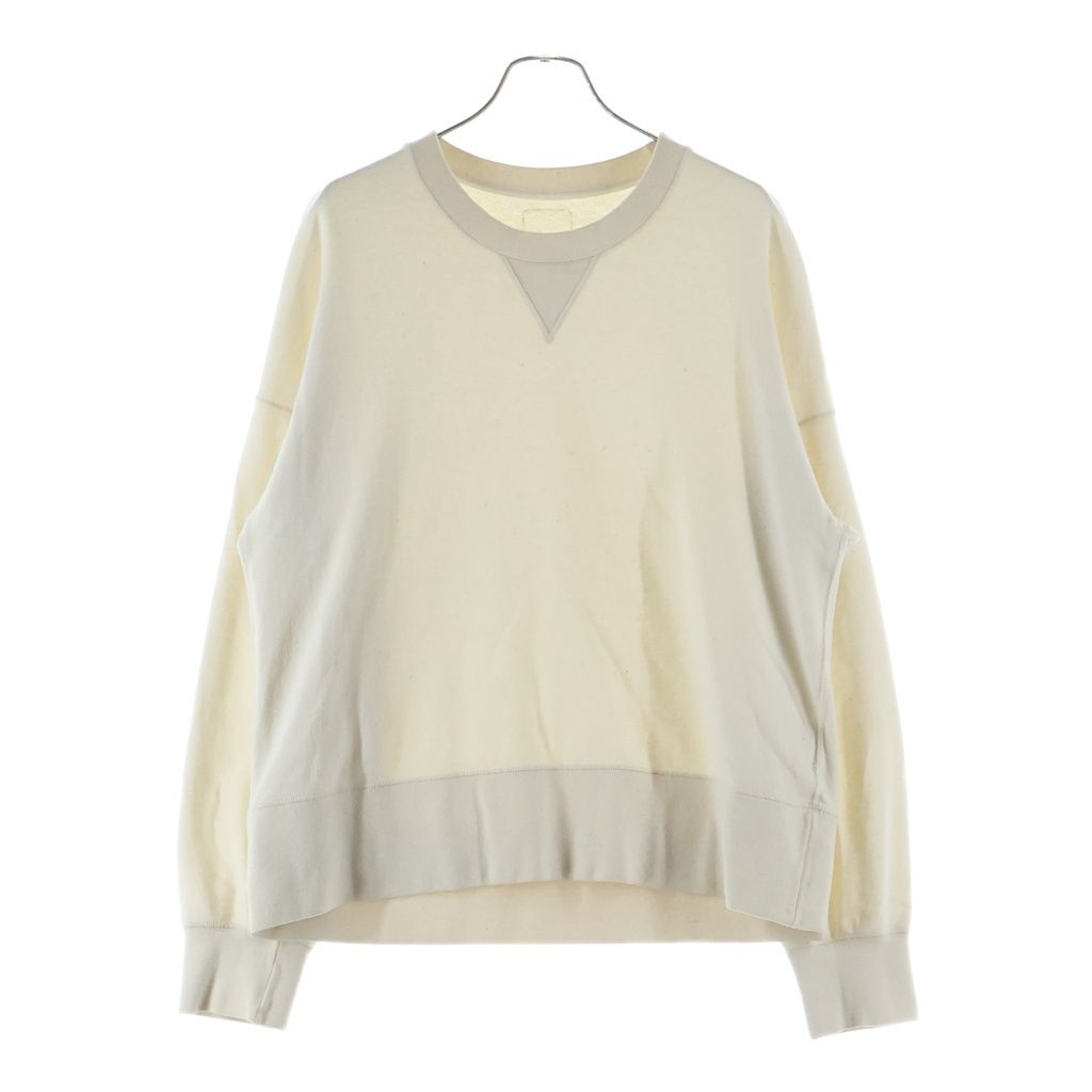 VISVIM (ヴィスヴィム) 24SS COURT SWEAT L/S C/WS カシミヤ混 クルーネック コートスウェット トレーナー アイボリー