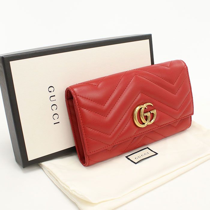 GUCCI グッチ コンチネンタルウォレット ダブルG 443436 長財布二折/キルティングレザー【中古】 レディース