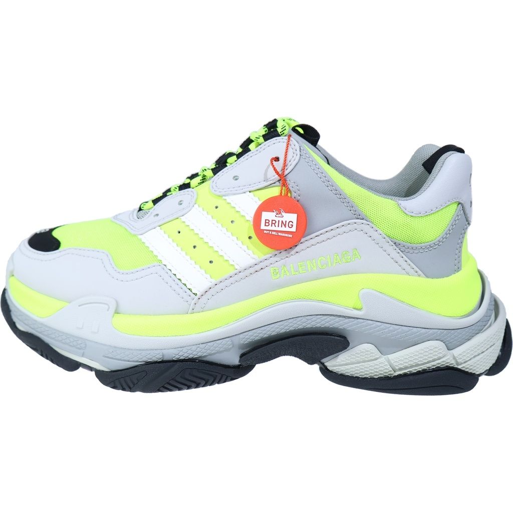 BALENCIAGA (バレンシアガ) ×TRIPLE S TRAINERS 712821 アディダス トリプルエス レースアップ ダッドスニーカー グレー/ライトグリーン