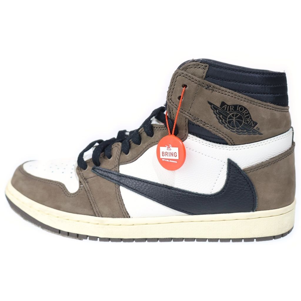 NIKE (ナイキ) ×TRAVIS SCOTT AIR JORDAN 1 RETRO HIGH OG TS SP CD4487-100 トラヴィススコット エアジョーダン1 ハイカットスニーカー US9.5/27.5cm ブラウン/ホワイト