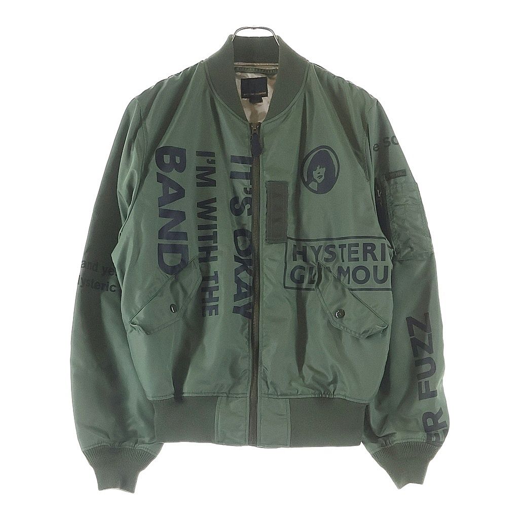 HYSTERIC GLAMOUR (ヒステリックグラマー) ロゴスクラッチ MA-1 ブルゾン グリーン カーキ ナイロン #M