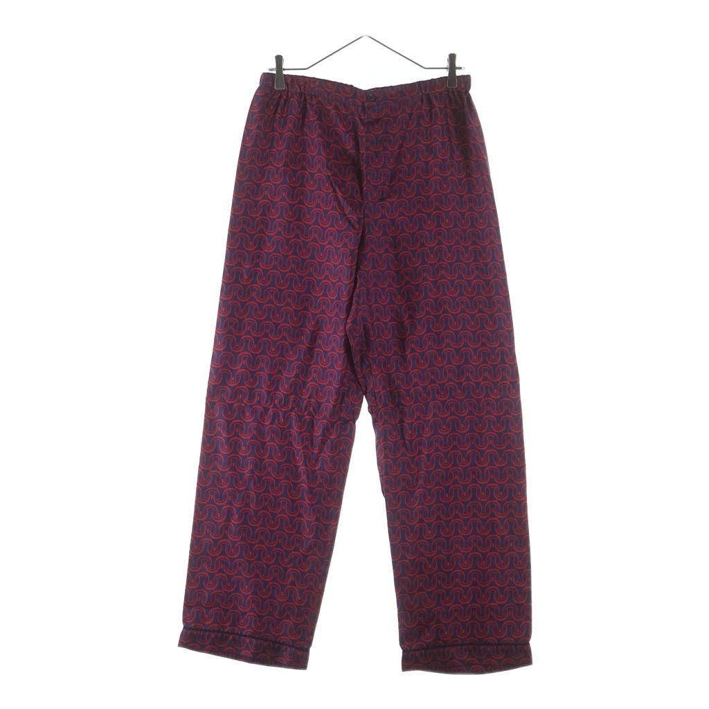 PRADA (プラダ) 総柄プリント シルク パジャマパンツ ネイビー/レッド PJ8B64