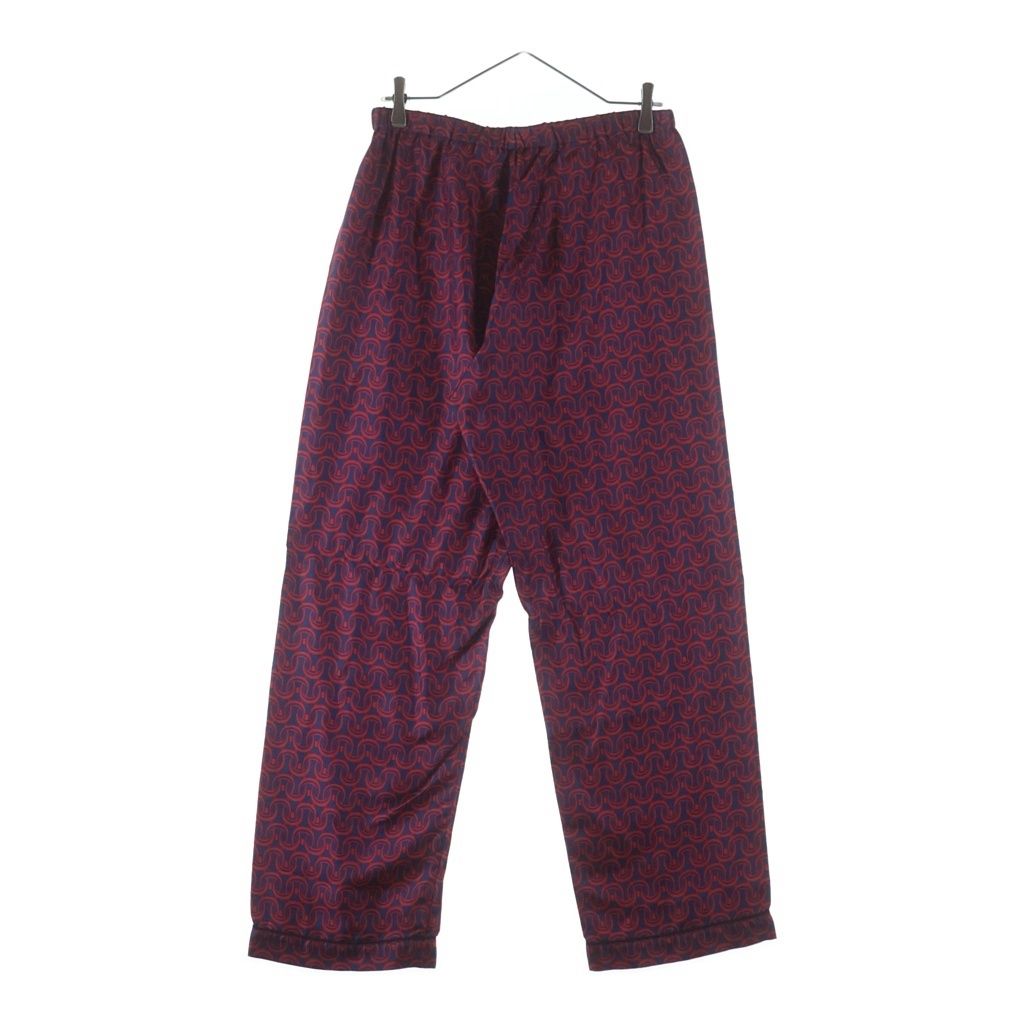 PRADA (プラダ) 総柄プリント シルク パジャマパンツ ネイビー/レッド PJ8B64