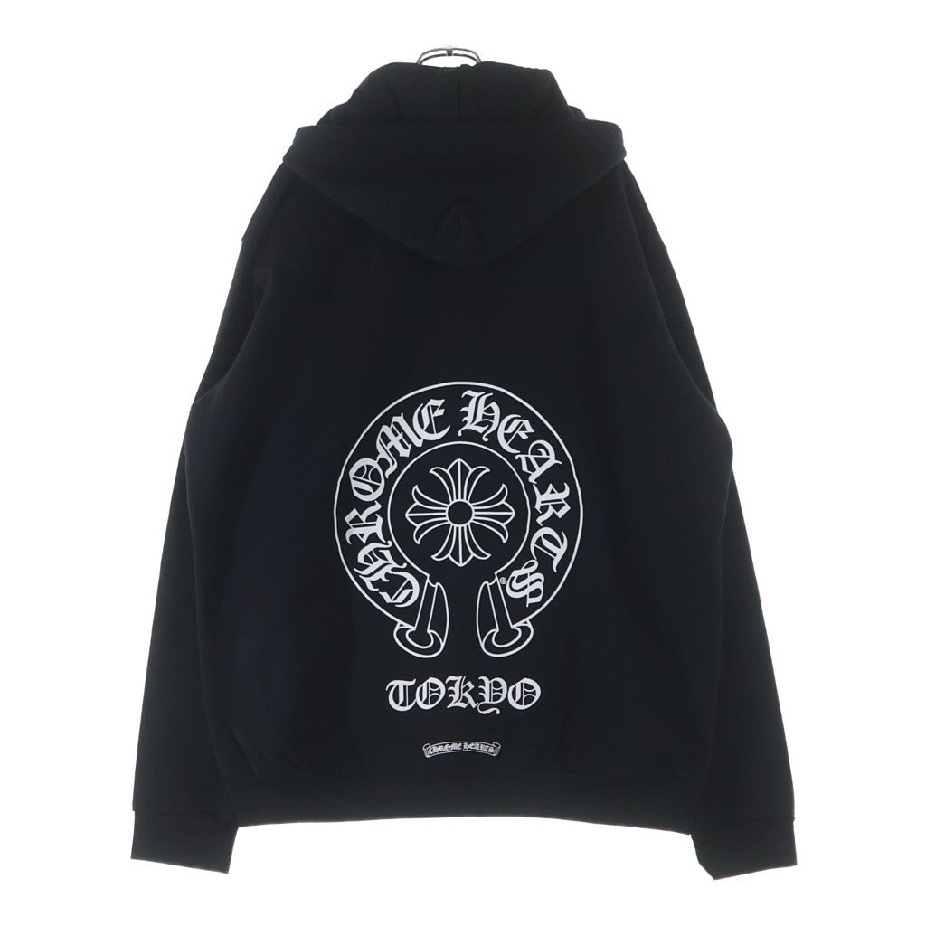 CHROME HEARTS (クロムハーツ) SWTSHRT HD ZIP 東京限定バックホースシュープリントダガージップパーカー フーディ ブラック