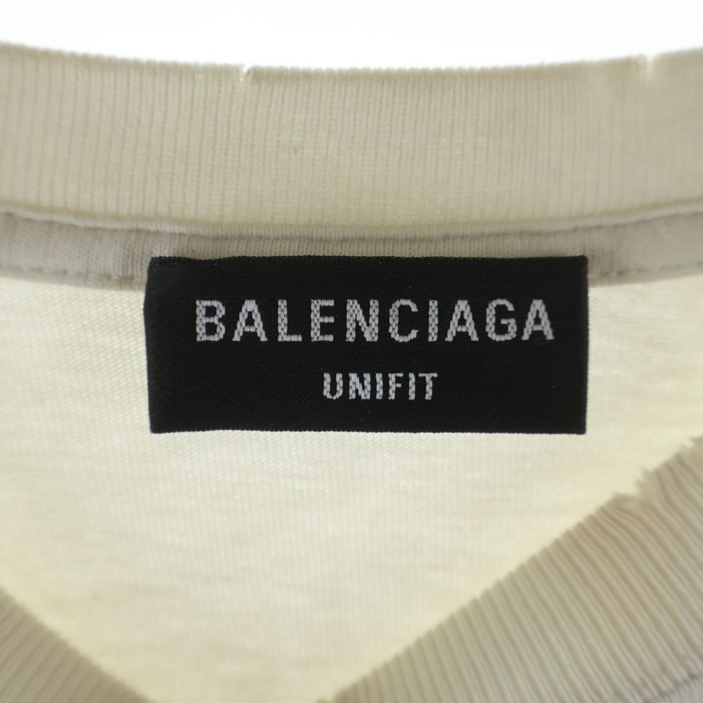 BALENCIAGA (バレンシアガ) 21SS HI MY NAME IS プリント ダメージ加工 半袖Tシャツ カットソー ホワイト 661715 TKVF1