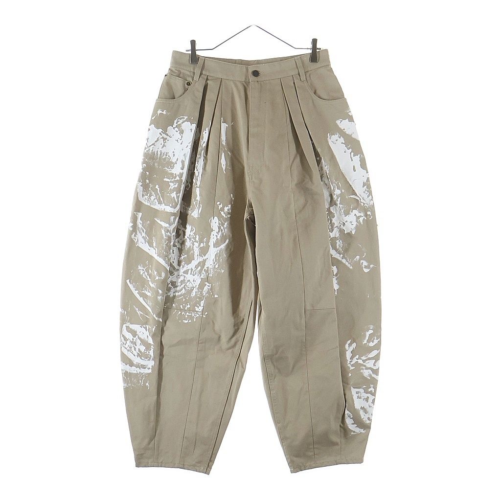 HED MAYNER (ヘドメイナー) 25AW COTTON TWILL PAINTED PANTS コットン ツイル ペインテッド ワイドパンツ ベージュ HMMB67030S