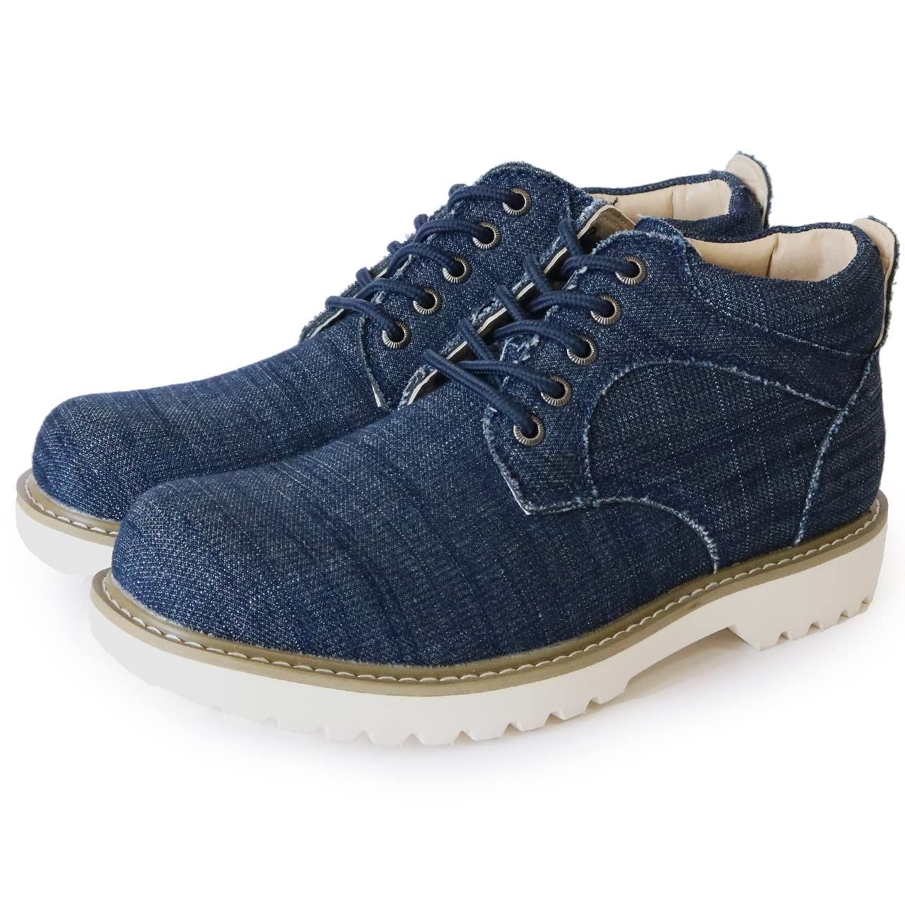 新品 [TALLSHOES] トールシューズ 8cm ヒールアップ 身長アップ メンズシューズ 厚底 メンズ ミドルカットスニーカー カジュアル 軽量 A50-8cm 27.5cm ネイビー(キャンバス)