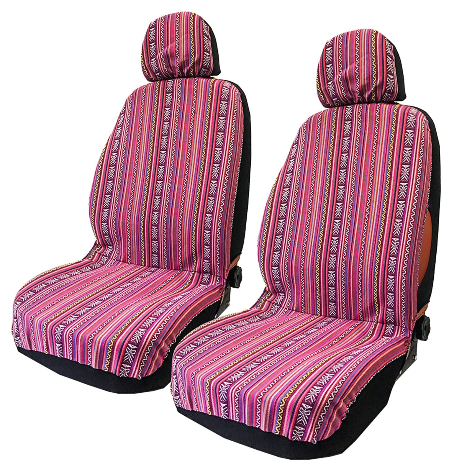 新品 myoseya シートカバー 汎用 カーシートカバー 車シートカバー 前席 メッシュ 通気 防汚 レトロ 上品 おしゃれ バケットシート 自動車 乗用車 車用 カー用品 2個 01_ピンクA