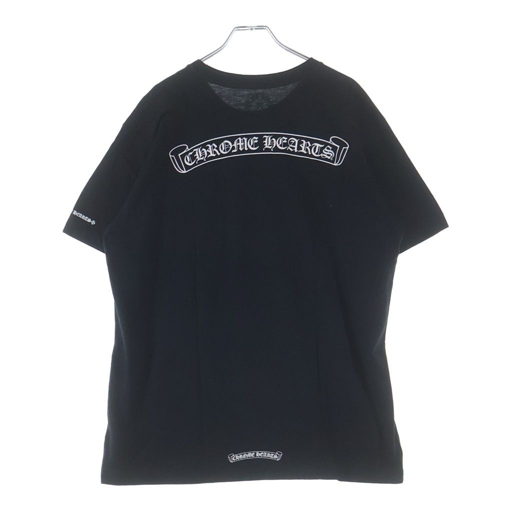 CHROME HEARTS (クロムハーツ) SCROLL RABEL TEE スクロールラベル 胸ポケット半袖プリントTシャツ ブラック