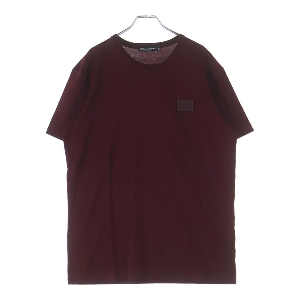 DOLCE & GABBANA (ドルチェアンドガッバーナ) フロントロゴデザインプレート クルーネック カットソー 半袖Tシャツ レッド