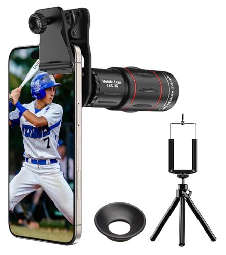 APEXEL スマホ望遠レンズ 単眼鏡 望遠鏡【ライブ専用18倍/94g軽量/三脚付属】コンパクト 持ち運びやすい クリアで鮮明な写真撮る スマホレンズ スマホに簡単装着 専用アイカップ 高級BAK4プリズム 小型 ライブ用携帯レンズ iOS 615e84a5