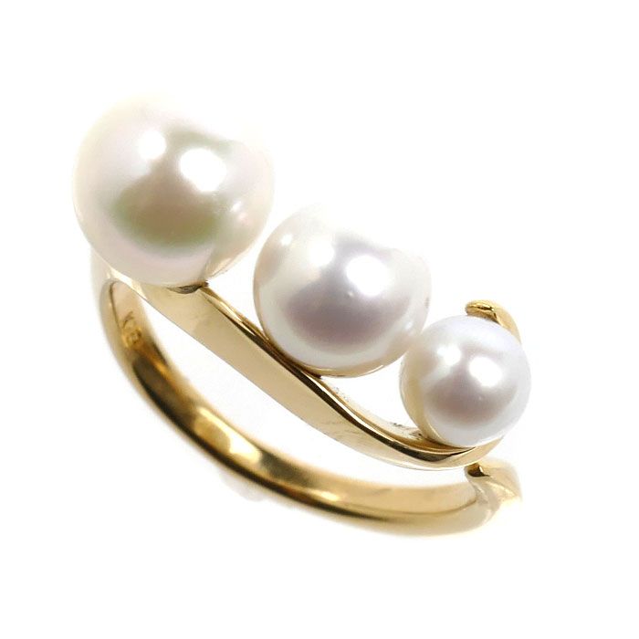 STAR JEWELRY スタージュエリー K18YG イエローゴールド リング・指輪 パール約4.5～7.0mm 7号 3.1g レディース 中古