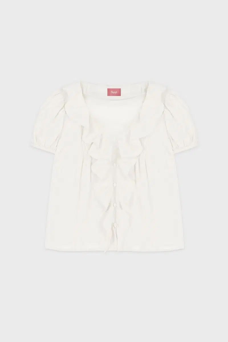 シヌーン ブラウス V-Neck Frill Blouse (White)