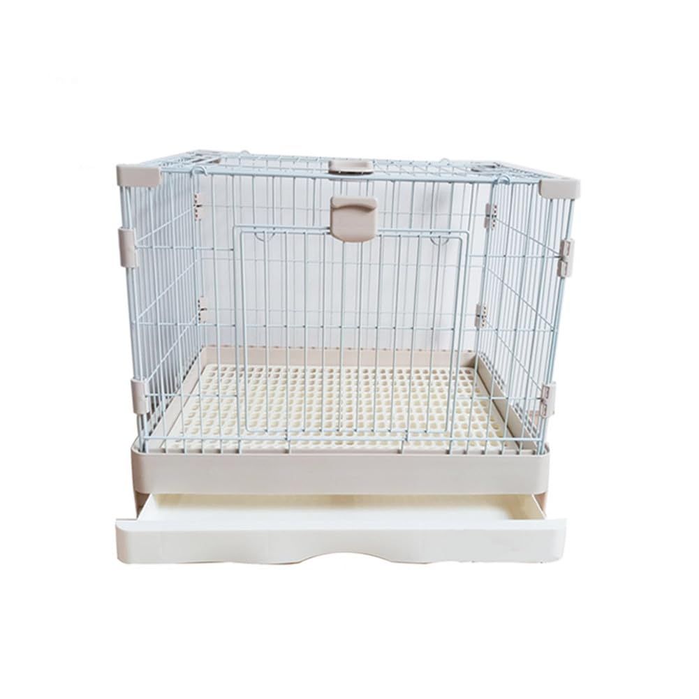 【新品】うさぎ ケージ 大型 犬 猫 ハムスター 鶏用 屋根付き 天井扉 キャスター付き 組立簡単 Mサイズ（高56×幅60×奥46cm）ベージュ b532e971