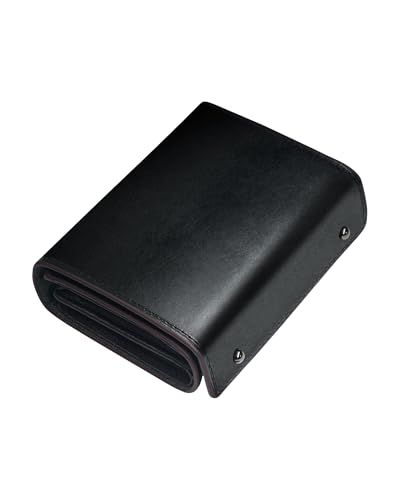 【新品】財布 メンズ 2つ折り プエブロレザー 本革 ミニ 日本製 二つ折り財布 大容量 箱型の小銭入れ 小さい財布 コンパクト 箱状 左利き 右利き 父の日 誕生日 (艶消し黒) 9fcf0133