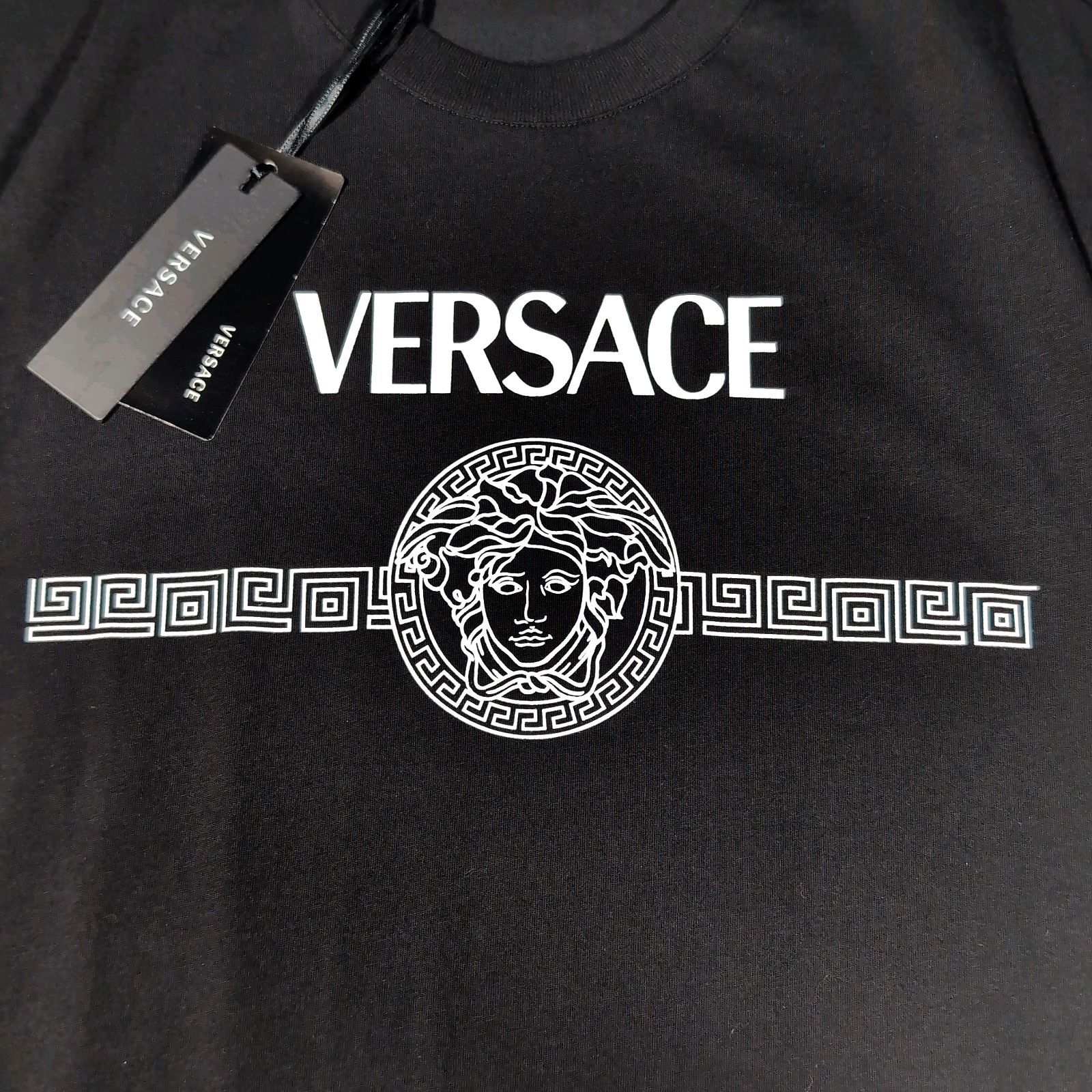 23SS タグ付 VERSACE メデューサロゴプリント S/S TEE L ブラック 