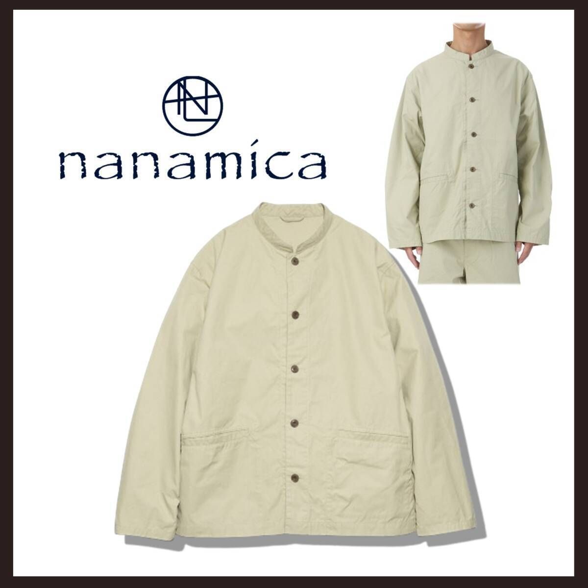 新品未使用　nanamica（ナナミカ）　バンドカラーシャツジャケット　L　ライトグリーン