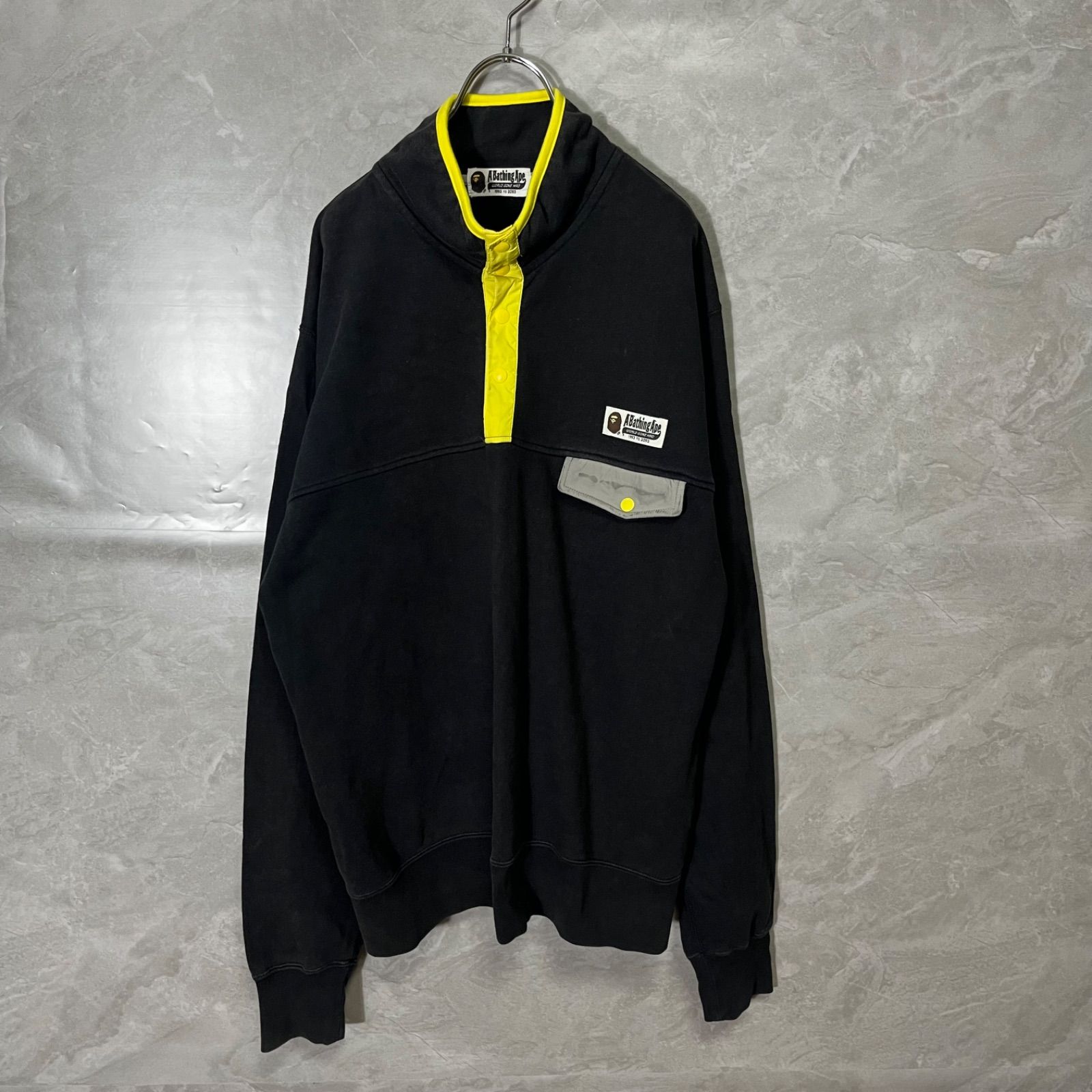 アベイシングエイプ A BATHING APE スウェット ハーフボタン 黒 L 7,920円