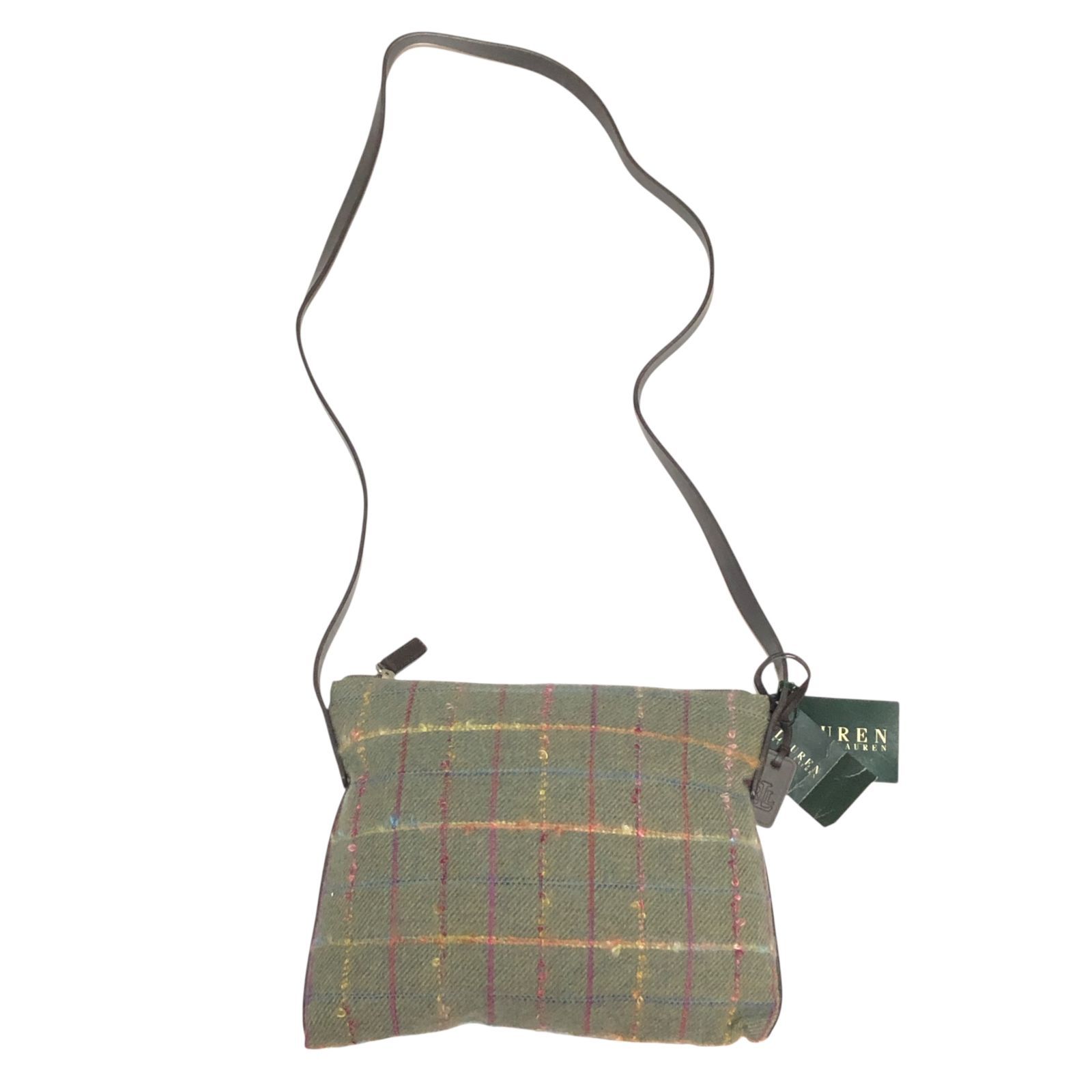 未使用品ラルフローレン本物 LAUREN RALPH LAUREN チェック模様 ショルダーバッグ 斜め掛け ポシェット ウール×レザー レディース