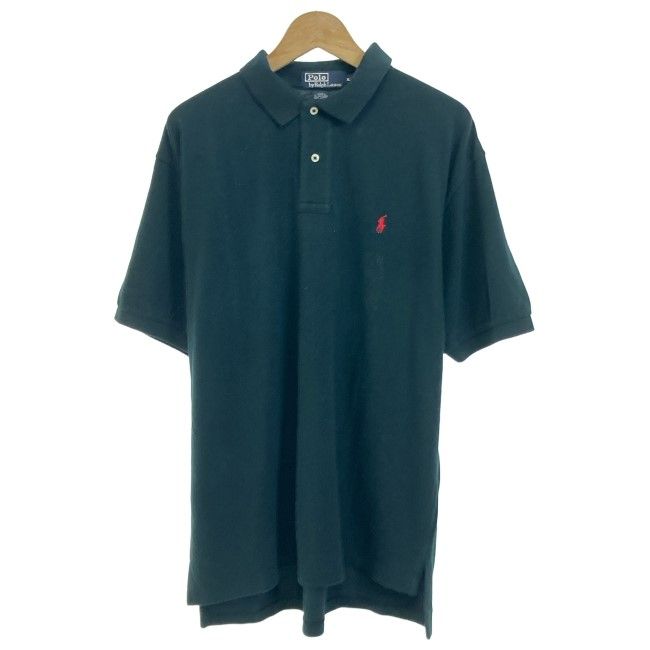 【中古】　POLO by RALPH LAUREN　ポロシャツ　半袖　シャツ　トップス　ハーフボタン　無地　ワンポイント　ブランドロゴ　スモールポニー　刺しゅう　オーバーサイズ　古着　/1595