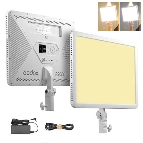 【新品】GODOX P260C Pro 18インチ 撮影用 ビデオライト 超薄型LEDパネル 45W 2800K-6500K無段階調光 CRI/TLCI 98+ アプリ対応 日本語説明書PDF f3f5e5b5