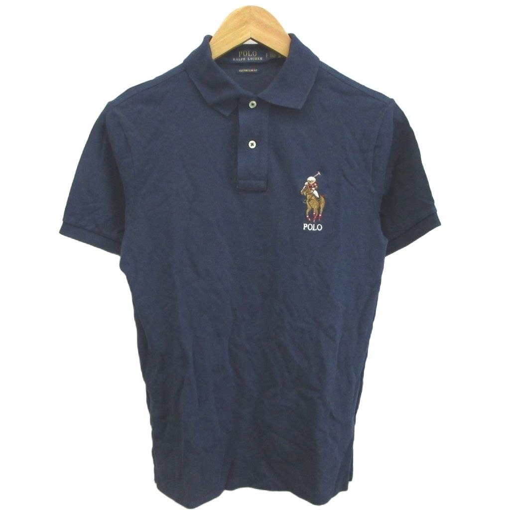 ポロ ラルフローレン POLO RALPH LAUREN ポロシャツ S 紺 ネイビー 半袖 ポロカラー ロゴ刺繍 /NP ■ECD004
