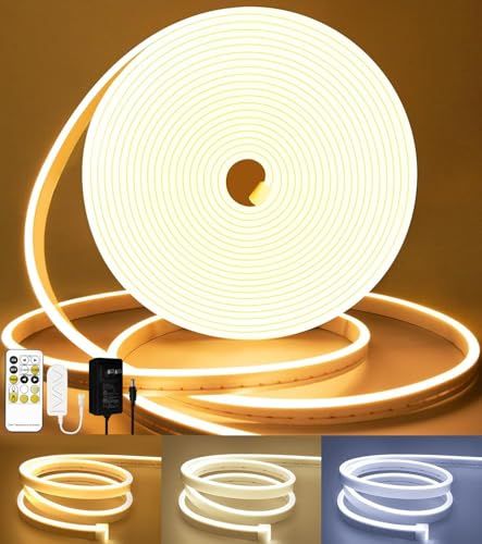 Lamomo 10M LEDテープ ライト 高輝度テープライトリモコン付き 3000K電球色-4500K昼白色-6000K昼光色 調光可能 折り曲げ自在 切断可能 24Vフレキシブル防水シリコン LED ネオンチューブライト 間接照明 室内/ b9bbc421