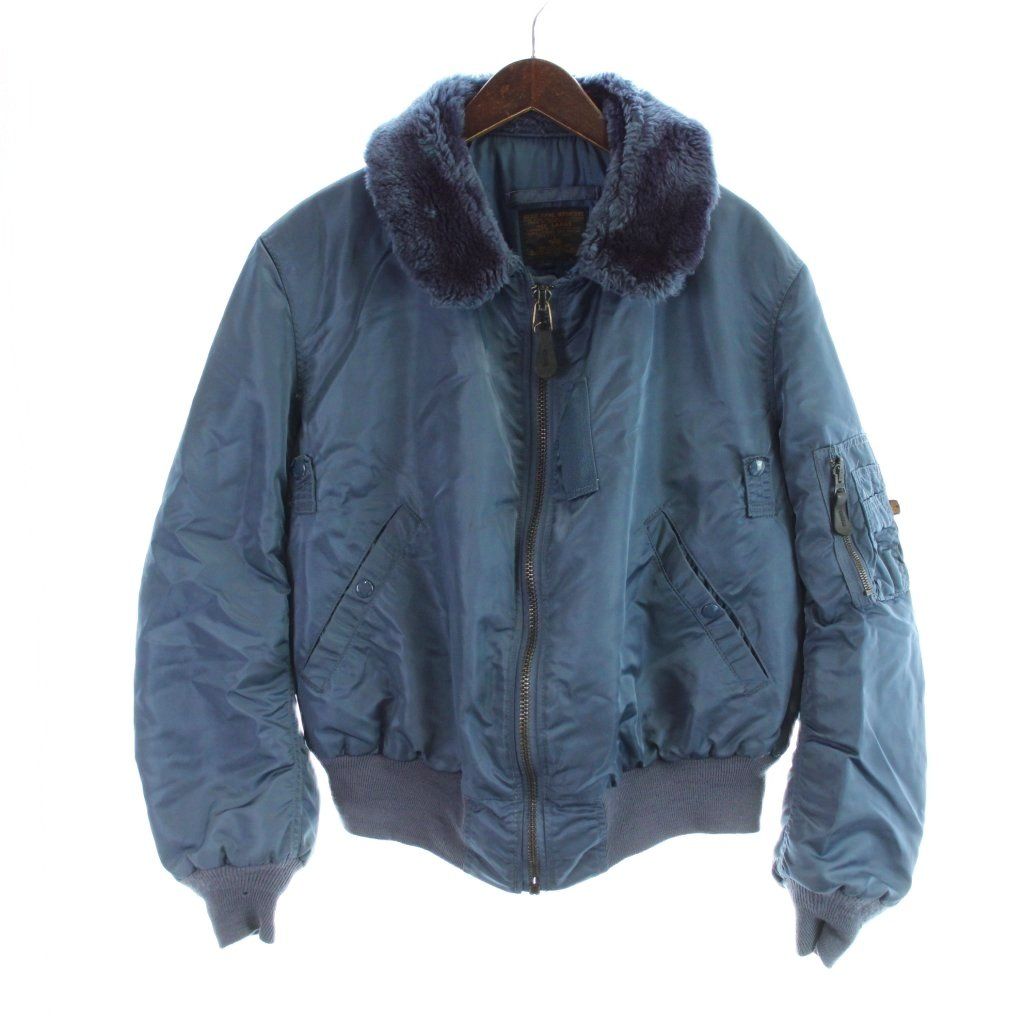 アルファインダストリーズ ALPHA INDUSTRIES B-15C フライトジャケット 上着 L 青 ブルー ファー襟 ジップアップ 長袖 8310-483250-293 /AP ■GY70