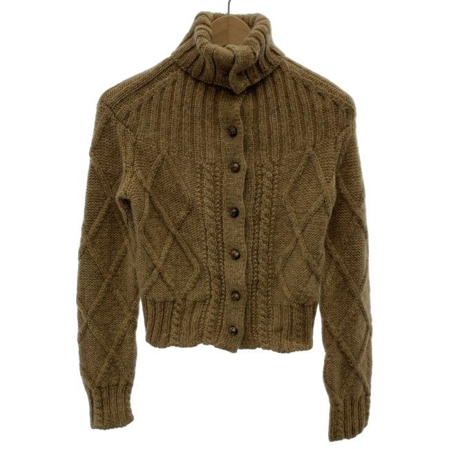 【中古】　MaxMara　セーター　長袖　ニット　トップス　フルボタン　タートルネック　ケーブル編み　イタリア製　古着　/2497