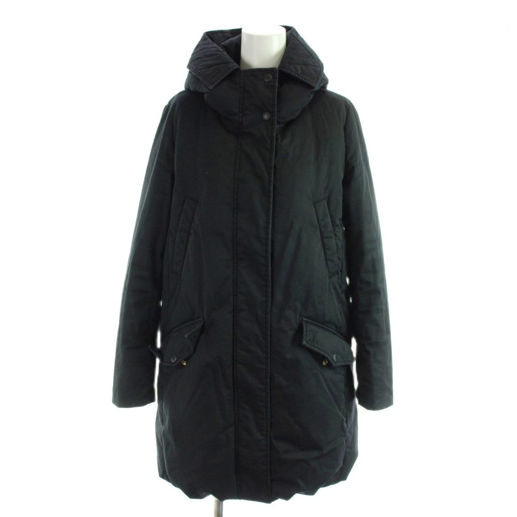 ウールリッチウーレンミルズ WOOLRICH WOOLEN MILLS ダウンコート XS 黒 ブラック 無地 フード付き 長袖 /AP ■GY70