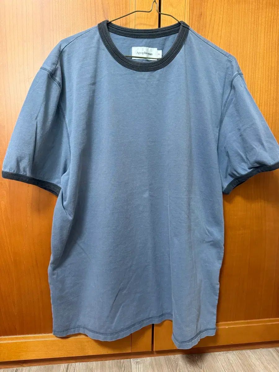 アポフェニアン ダブル クルーネック リンガーTシャツ ブルーグレー xl
