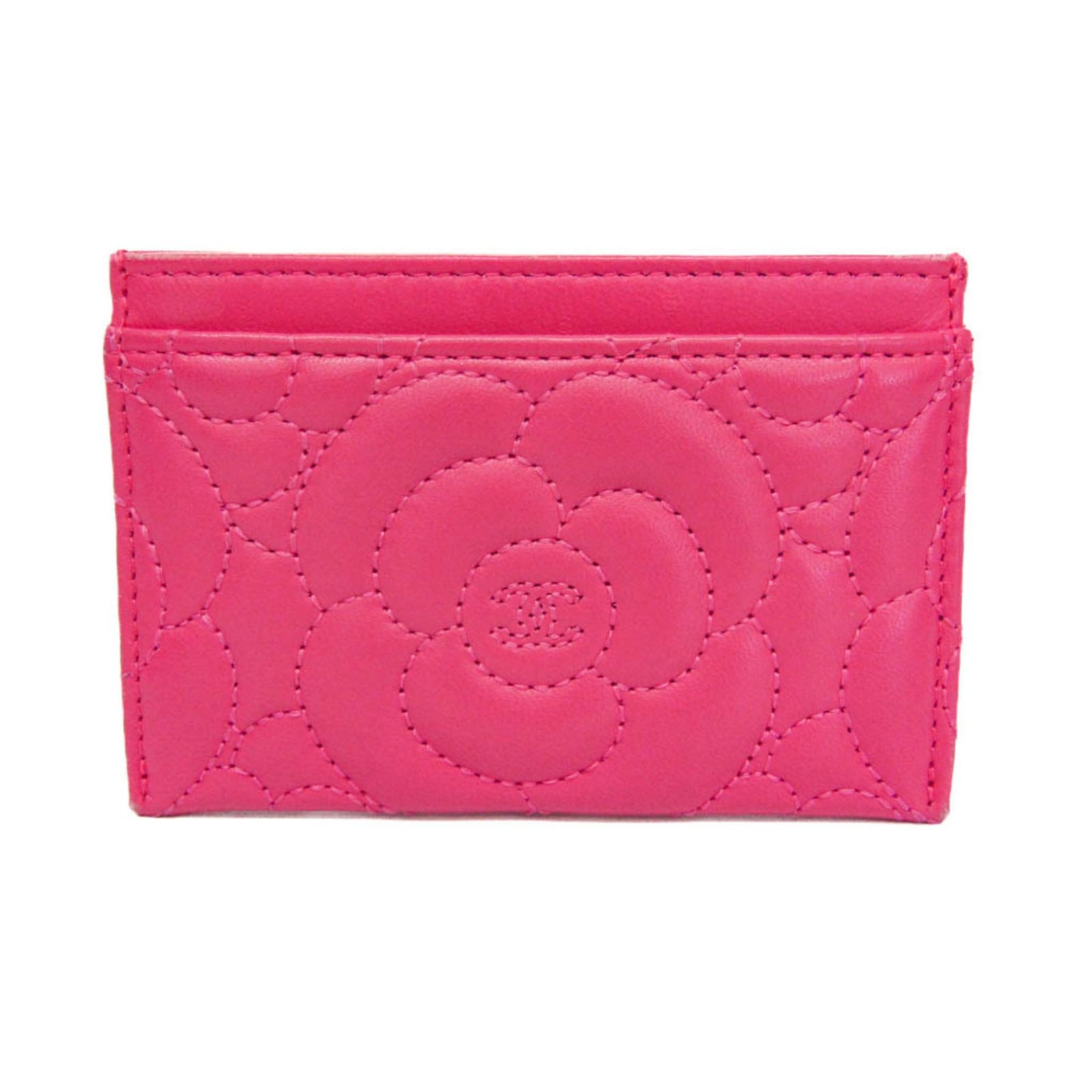 シャネル(Chanel) カメリア レザー カードケース ピンク