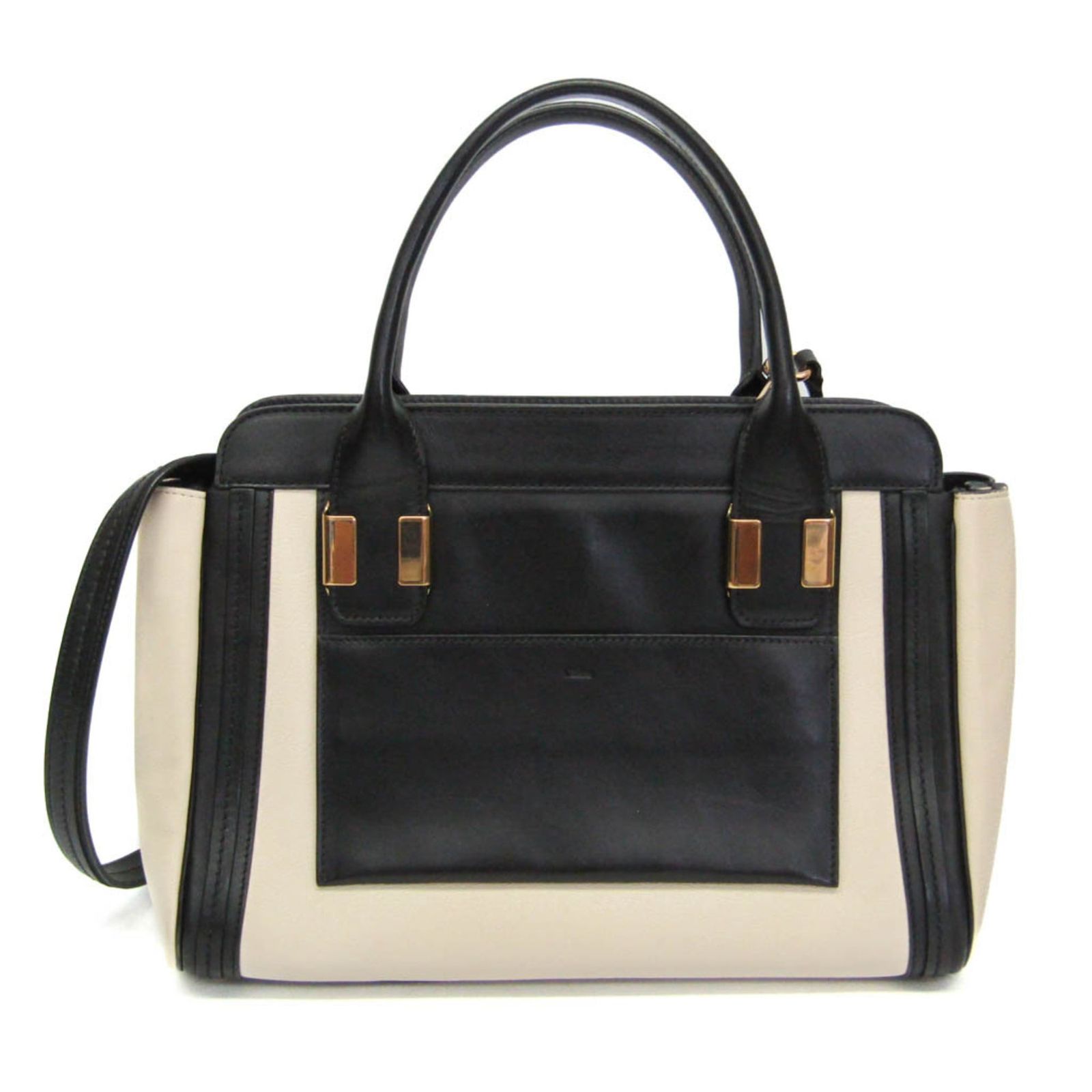 クロエ(Chloé) アリス レディース レザー ハンドバッグ,ショルダーバッグ ブラック,クリーム