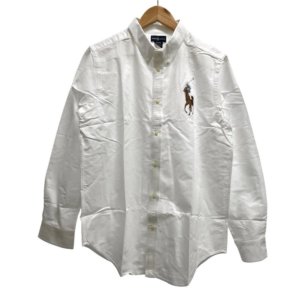 ラルフローレン RALPH LAUREN ボタンダウンシャツ ビッグポニー 刺繍 オックスフォード XL(18-20) 白 ホワイト /TD ■ECD004