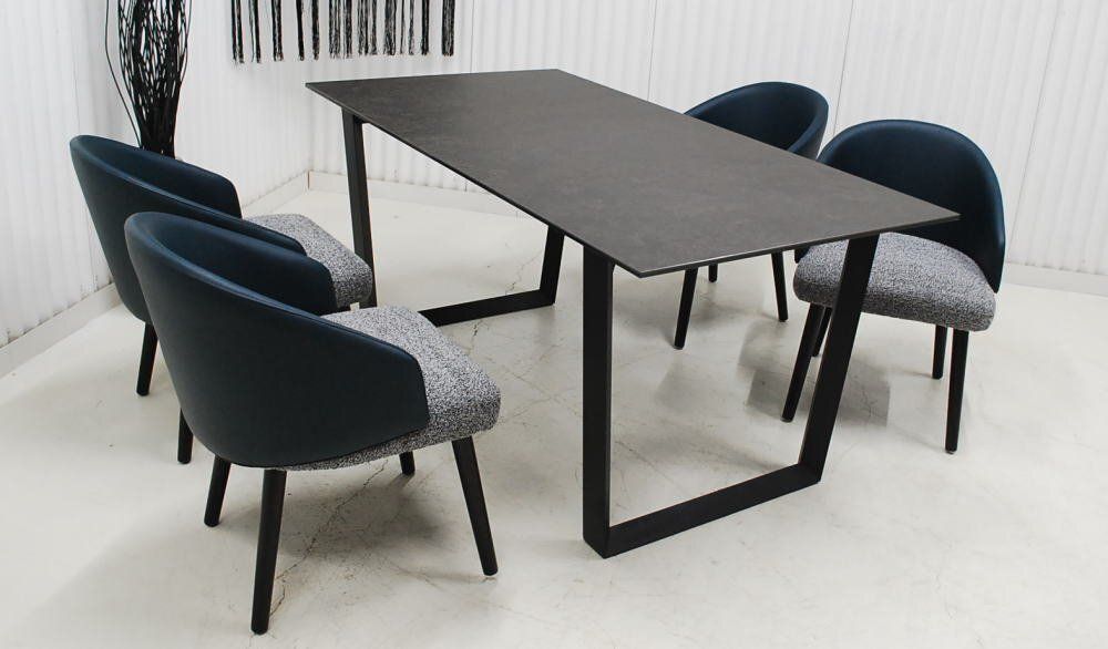 【現品限り】ダイニング５点セット 幅160cm　セラミックテーブル　チェエアー４脚セット　シンプルモダン　リビング家具 アウトレット 送料無料(一部除) 260518-1781-5点GY