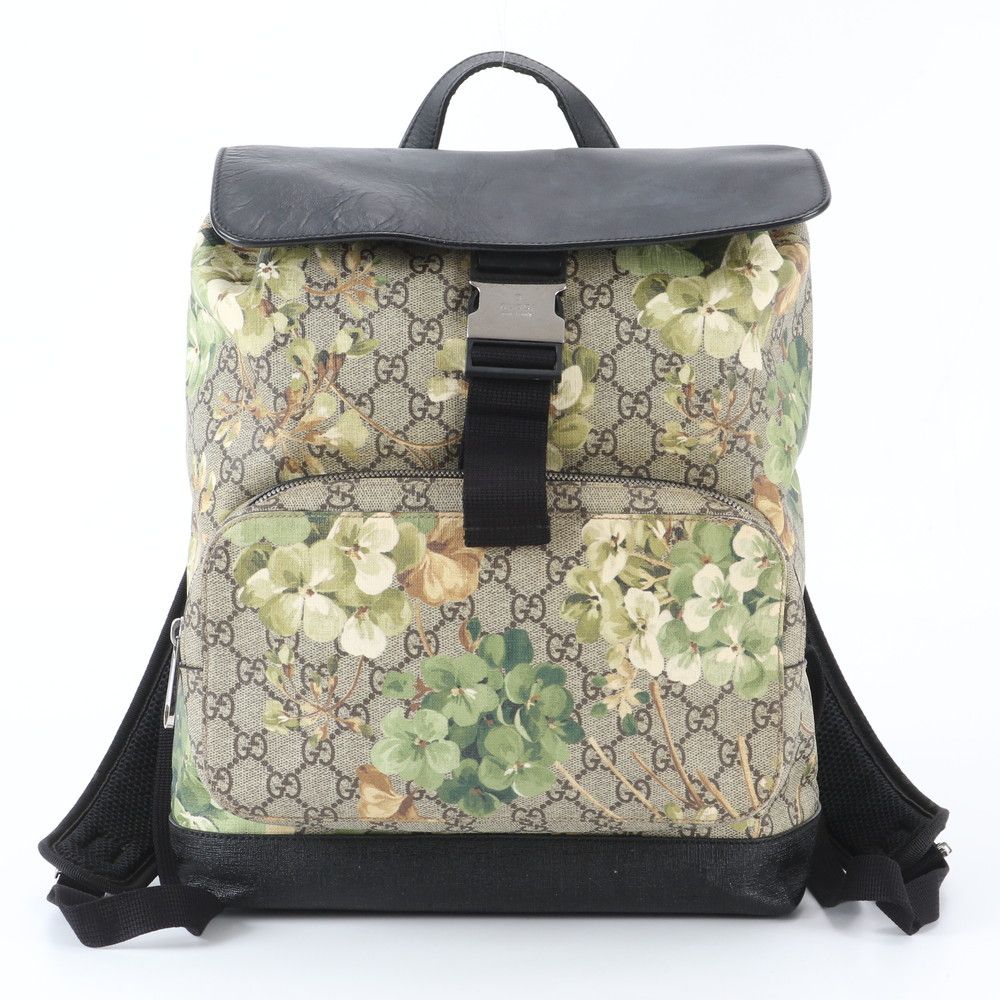 美品 グッチ GG ブルームス 406398 レザー リュックサック リュック バックパック ショルダー バッグ A4 レディース UEE EB11-2【中古】