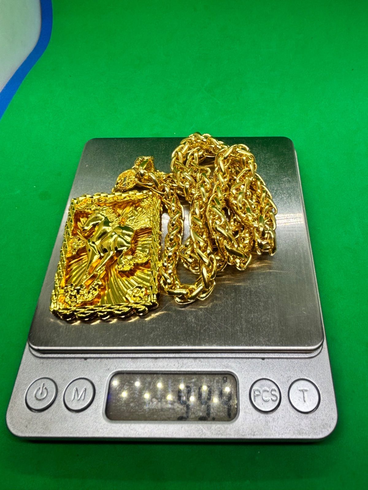 ベトナム砂金 馬到成功牌・龍首扣ボスチェーン 60cm 99g 商品番号6382 