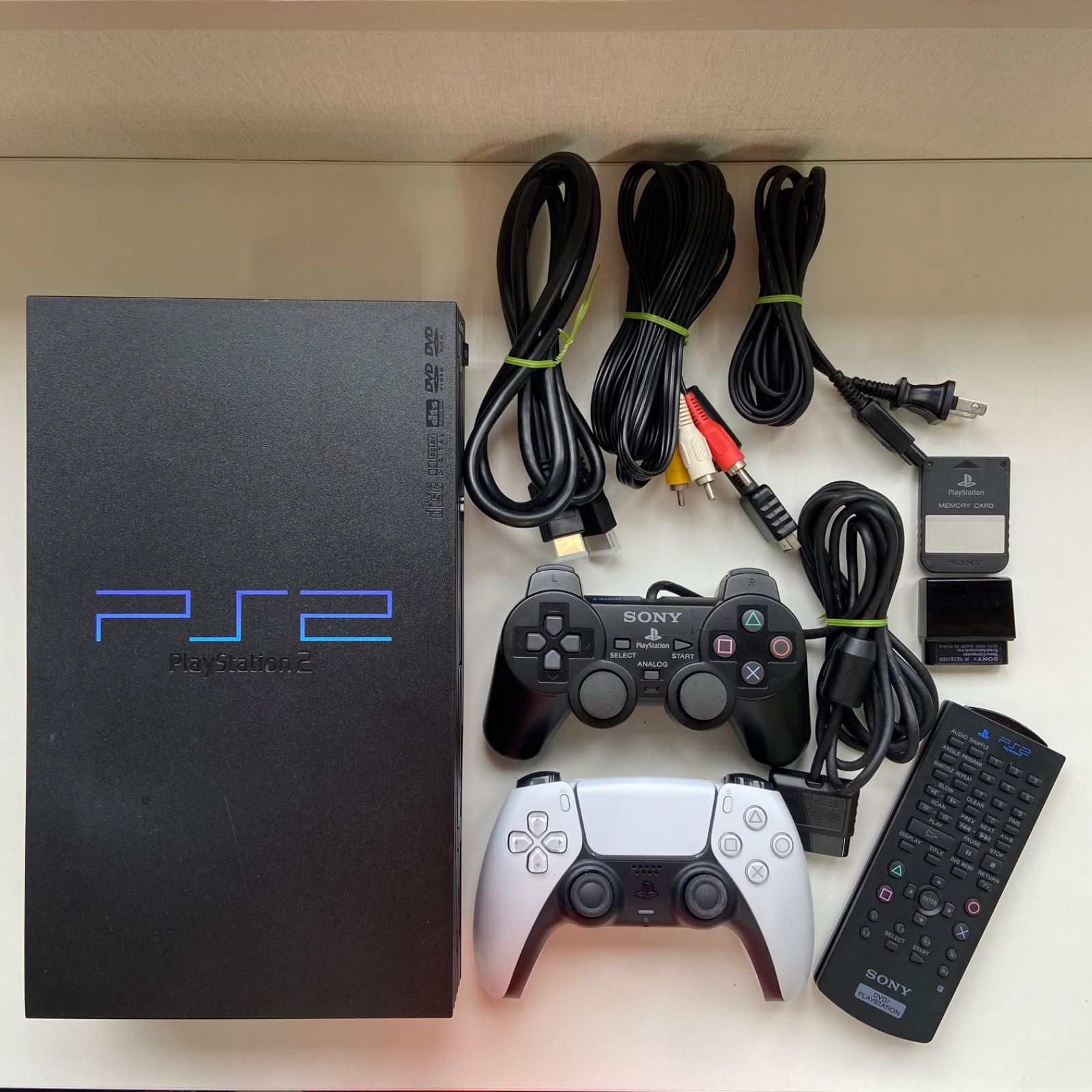 SONY PlayStation 2 厚型 本体セット 動作確認済み DVDリモコン付
