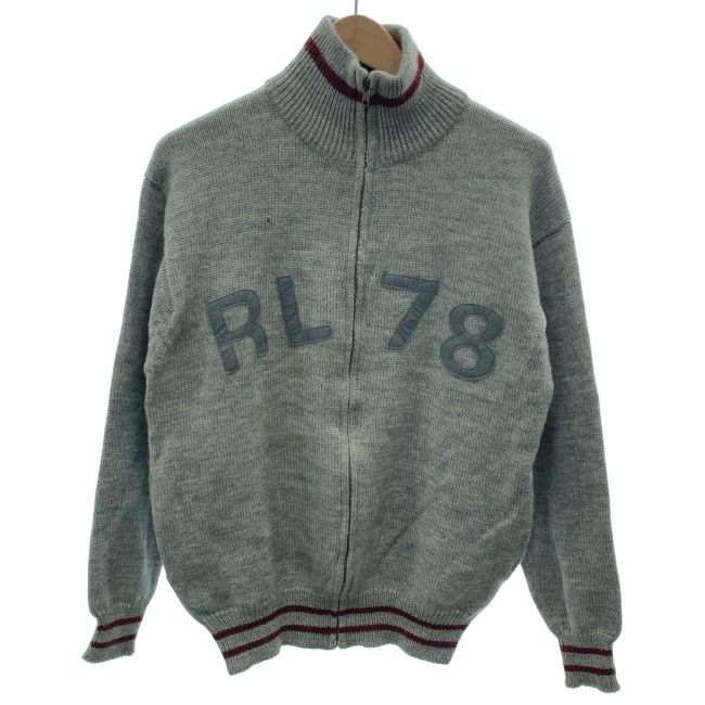 【中古】　CHAPS RALPH LAUREN　ジップアップセーター　90s vintage　90年代　OLD　長袖　ニット　トップス　モックネック　フルジップ　ブランドロゴ　ワッペン　古着　/1603