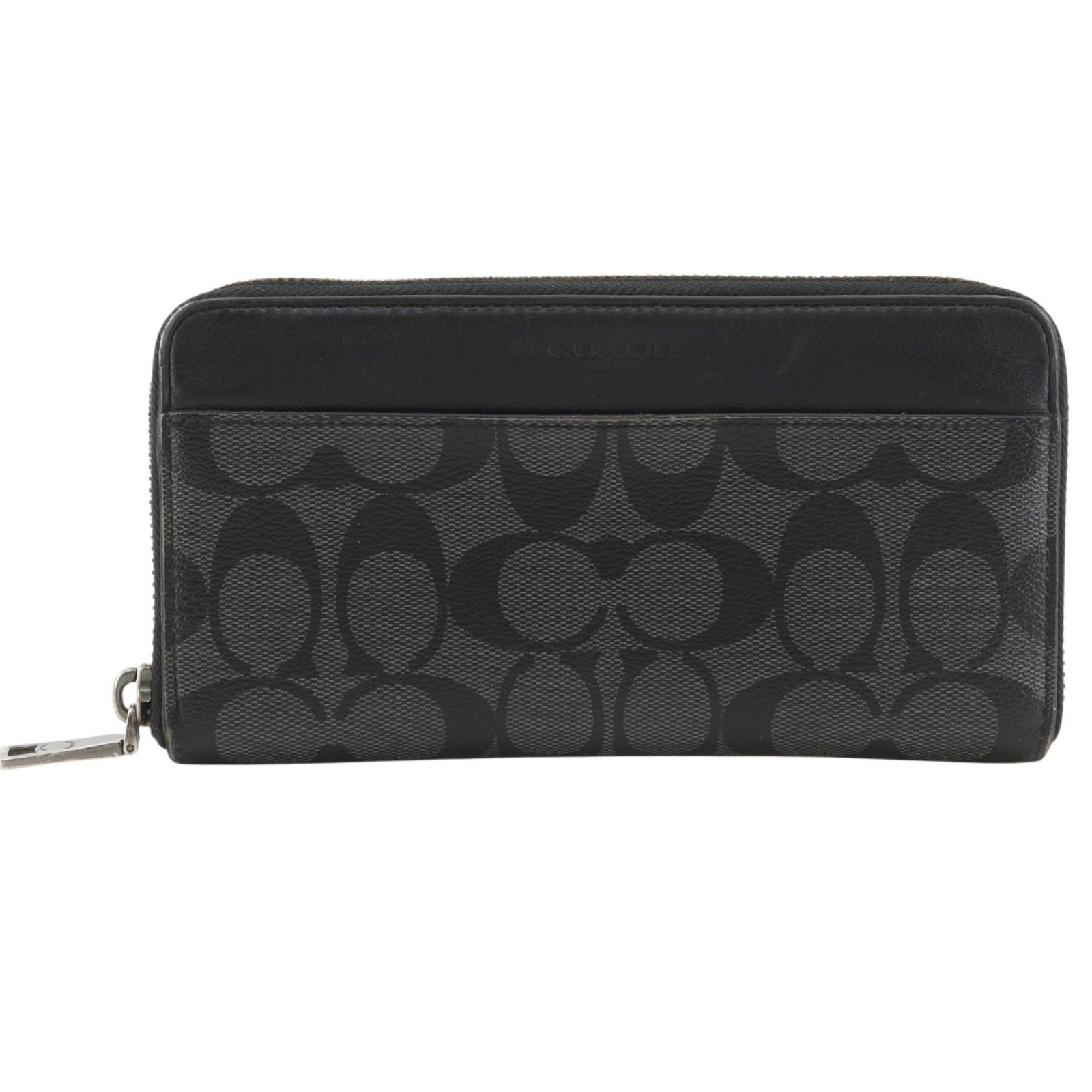 【COACH】コーチ ラウンドファスナー シグネチャー PVC 黒 ユニセックス 長財布