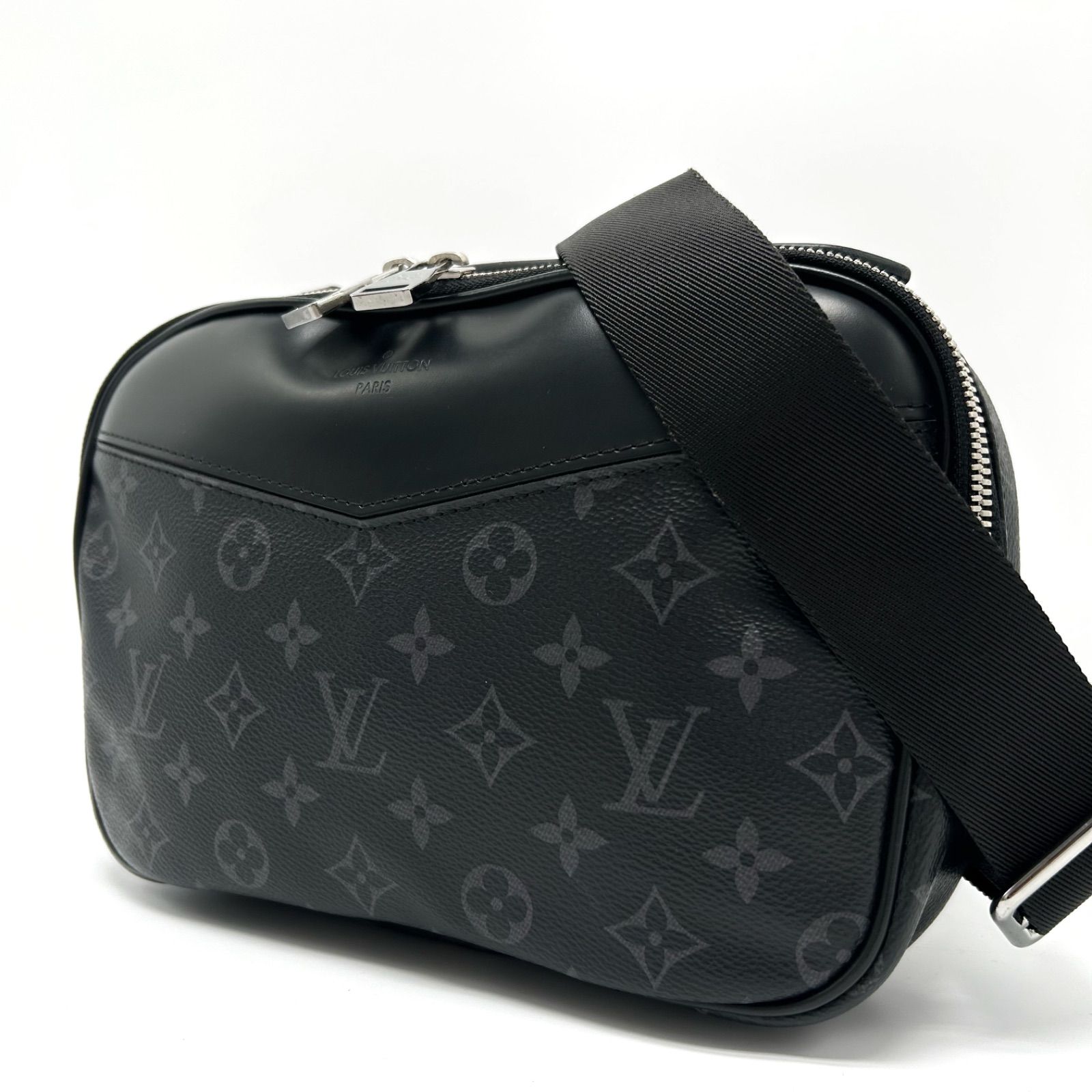 美品 LOUIS VUITTON ルイヴィトン モノグラムエクリプス バムバッグ ウエストバッグ ボディバッグ 斜めがけ シルバー金具 PVC レザー メンズ レディース ユニセックス